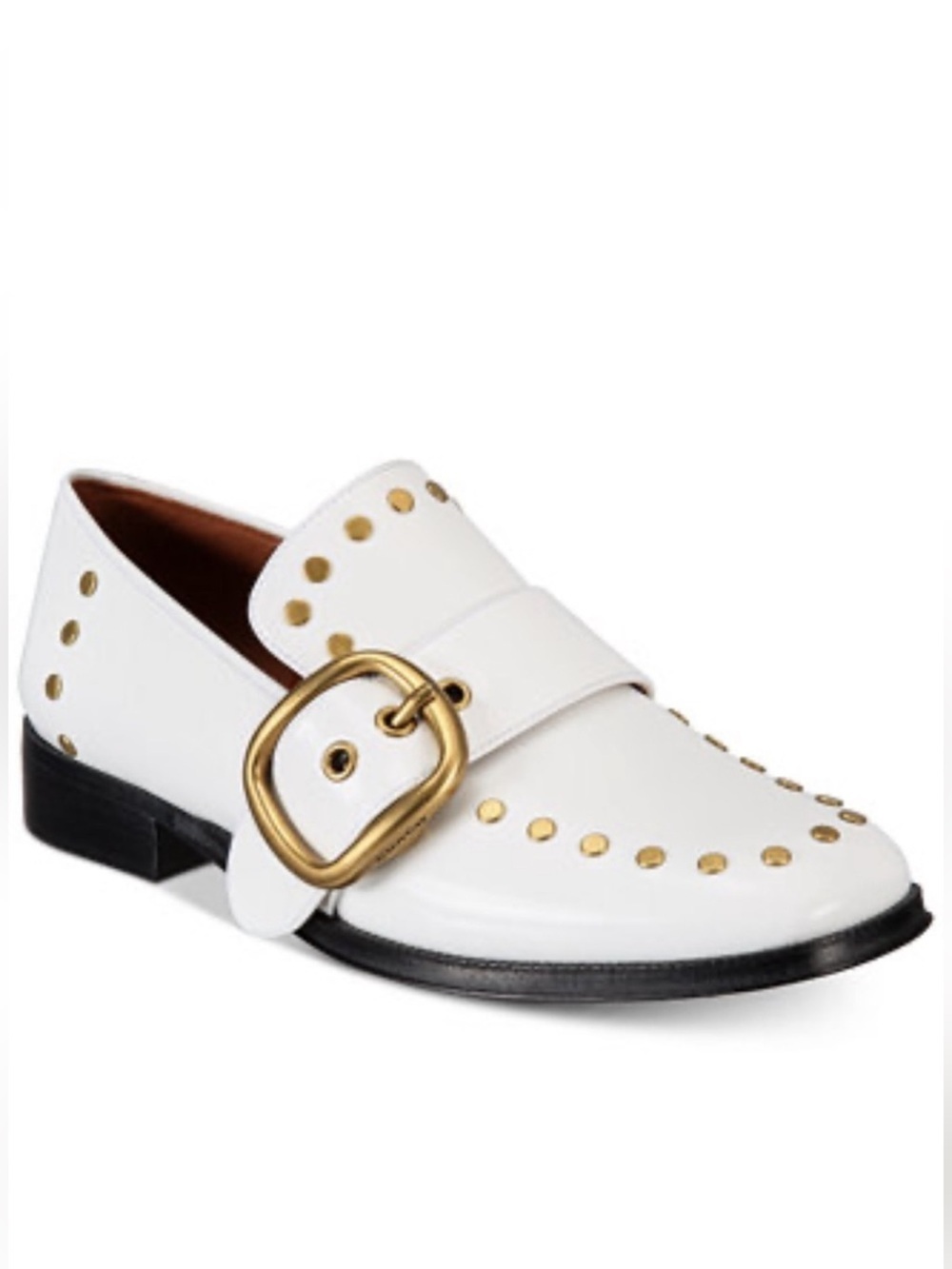 Coach Alexa White Leather Studded Loafer Size 7